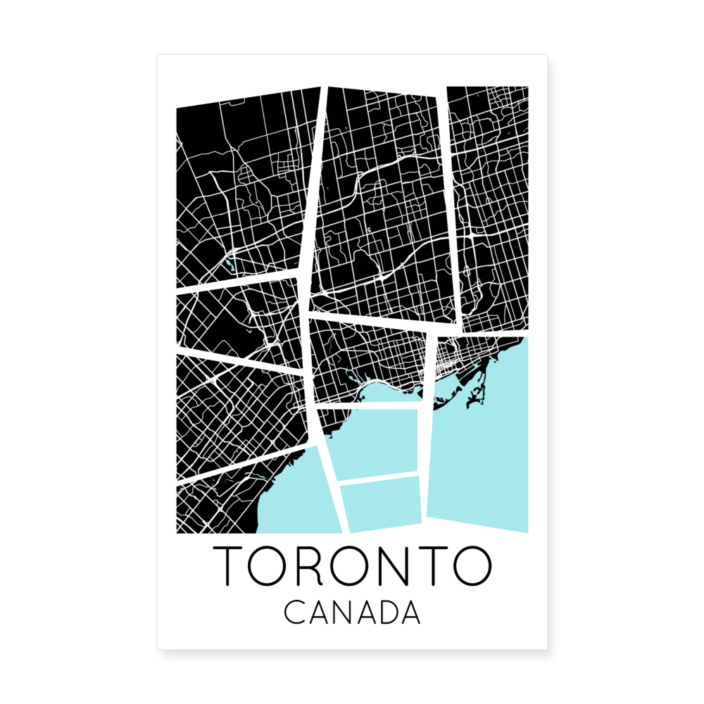 Poster Toronto - Plan Toronto - 20 x 30 cm - blanc