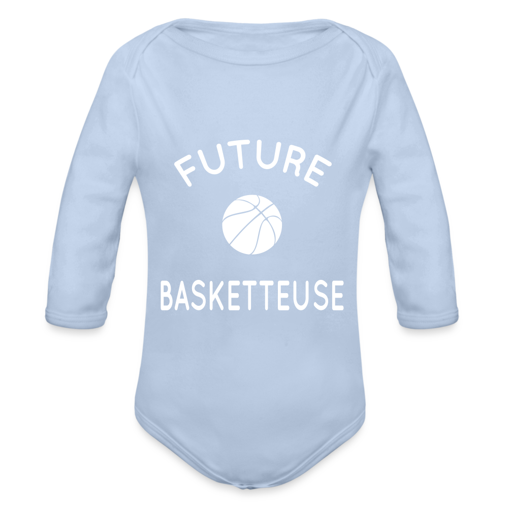 Body Bébé bio manches longues - Future basketteuse - ciel