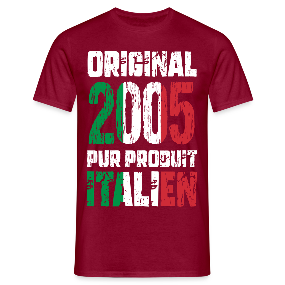 T-shirt Homme - Anniversaire 20 Ans - Original 2005 - Pur produit Italien - rouge brique