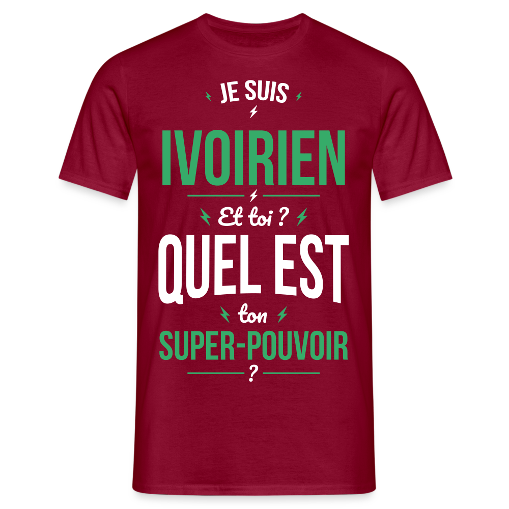 T-shirt Homme - Je suis Ivoirien - Super-pouvoir - rouge brique