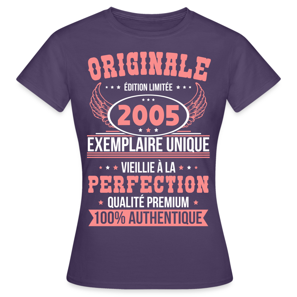 T-shirt Femme - Anniversaire 20 Ans - Originale 2005 - violet foncé