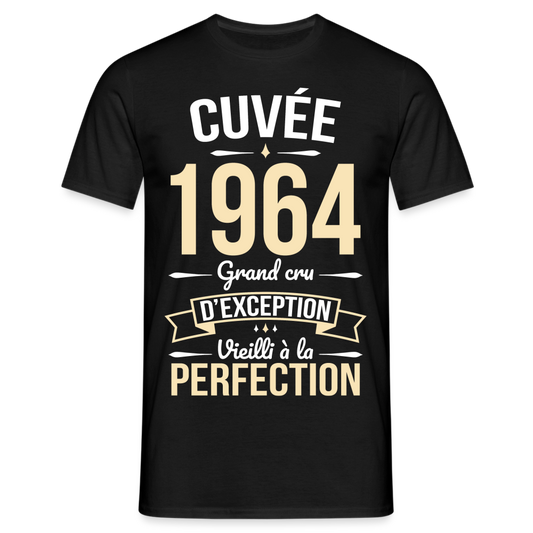 T-shirt Homme - Anniversaire 61 Ans - Cuvée 1964 - noir