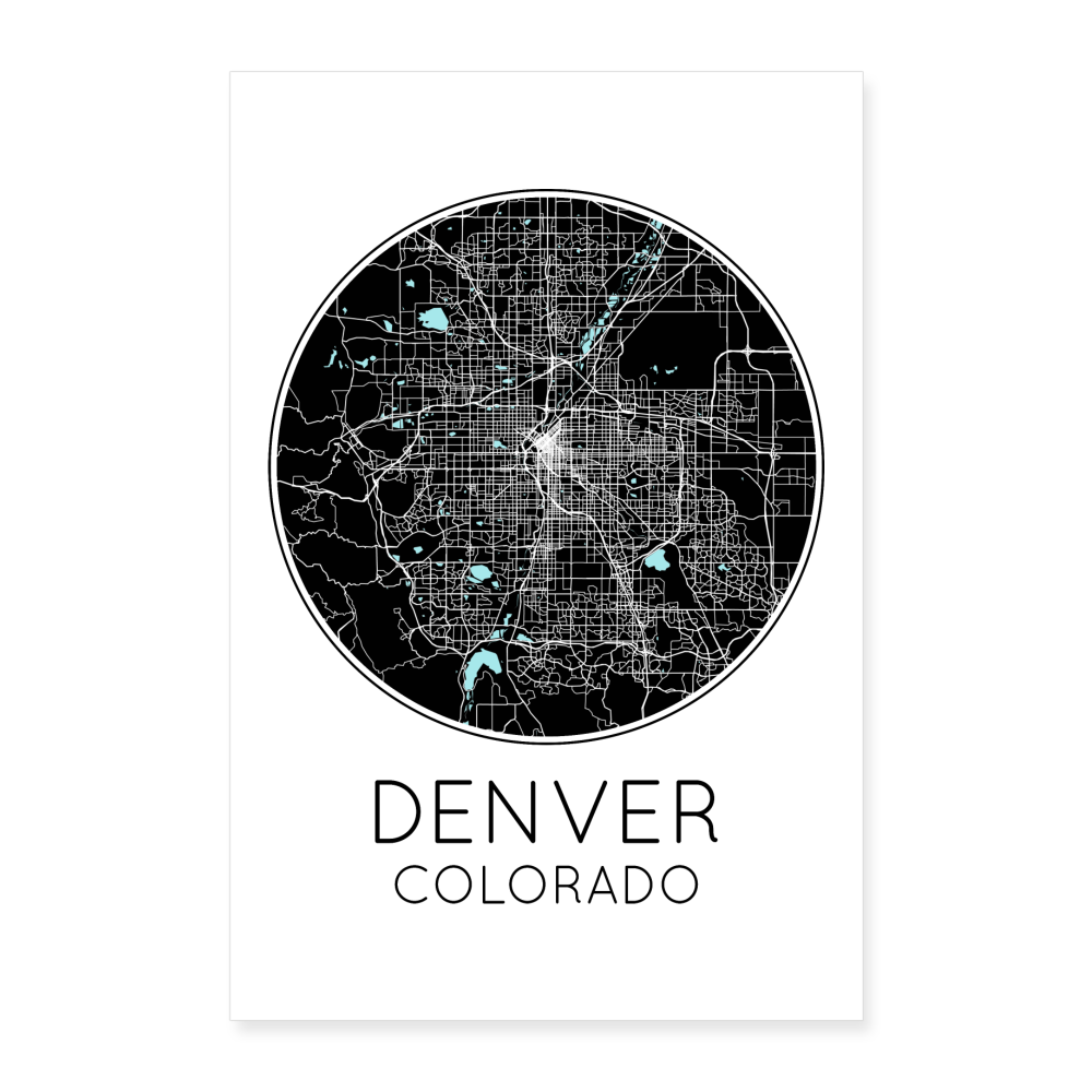 Poster Denver - Plan Denver - 60 x 90 cm - blanc