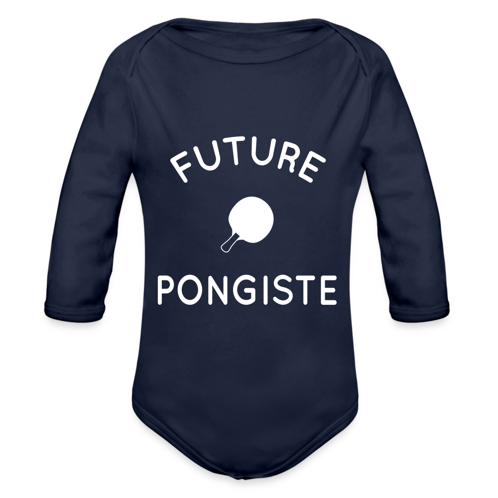 Body Bébé bio manches longues - Future pongiste - marine foncé