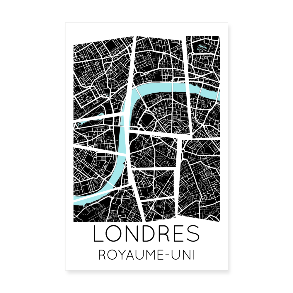 Poster Londres - Plan Londres - 20 x 30 cm - blanc