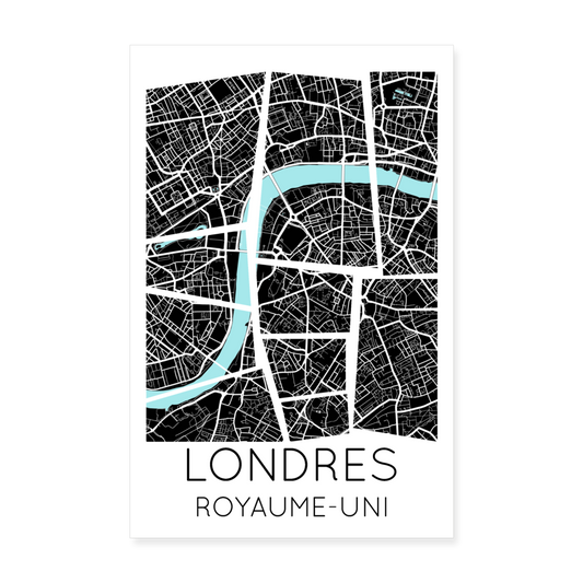 Poster Londres - Plan Londres - 20 x 30 cm - blanc