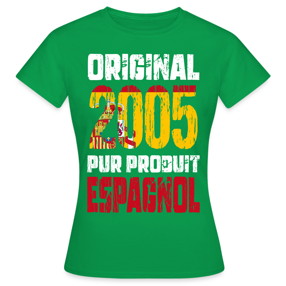 T-shirt Femme - Anniversaire 20 Ans - Original 2005 - Pur produit Espagnol - vert