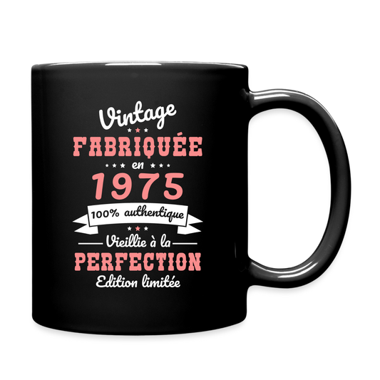 Mug uni - Anniversaire 50 Ans - Vintage fabriquée en 1975 - noir