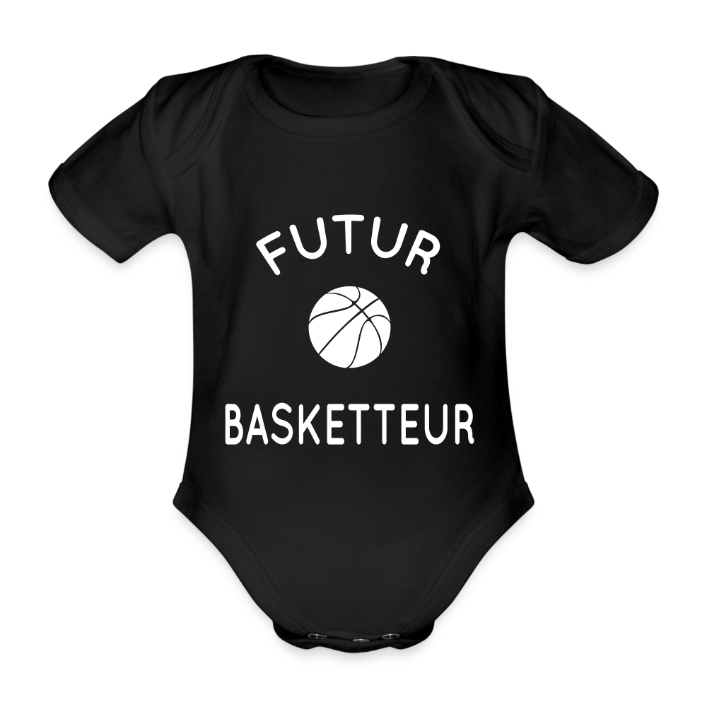 Body Bébé bio manches courtes - Futur basketteur - noir