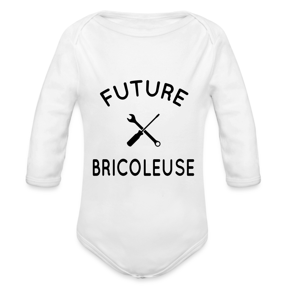 Body Bébé bio manches longues - Future bricoleuse - blanc