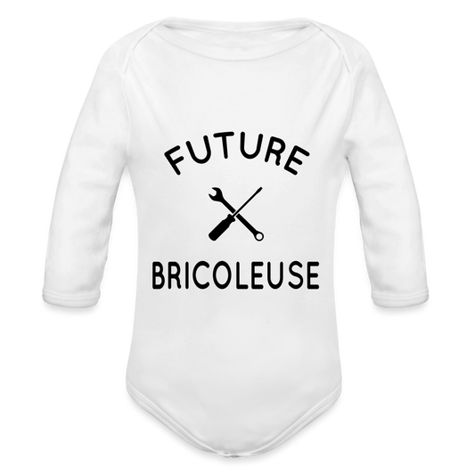 Body Bébé bio manches longues - Future bricoleuse - blanc