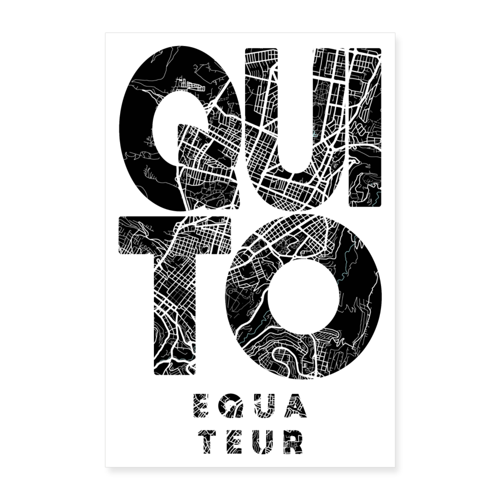 Poster Quito - Plan Quito - 60 x 90 cm - blanc