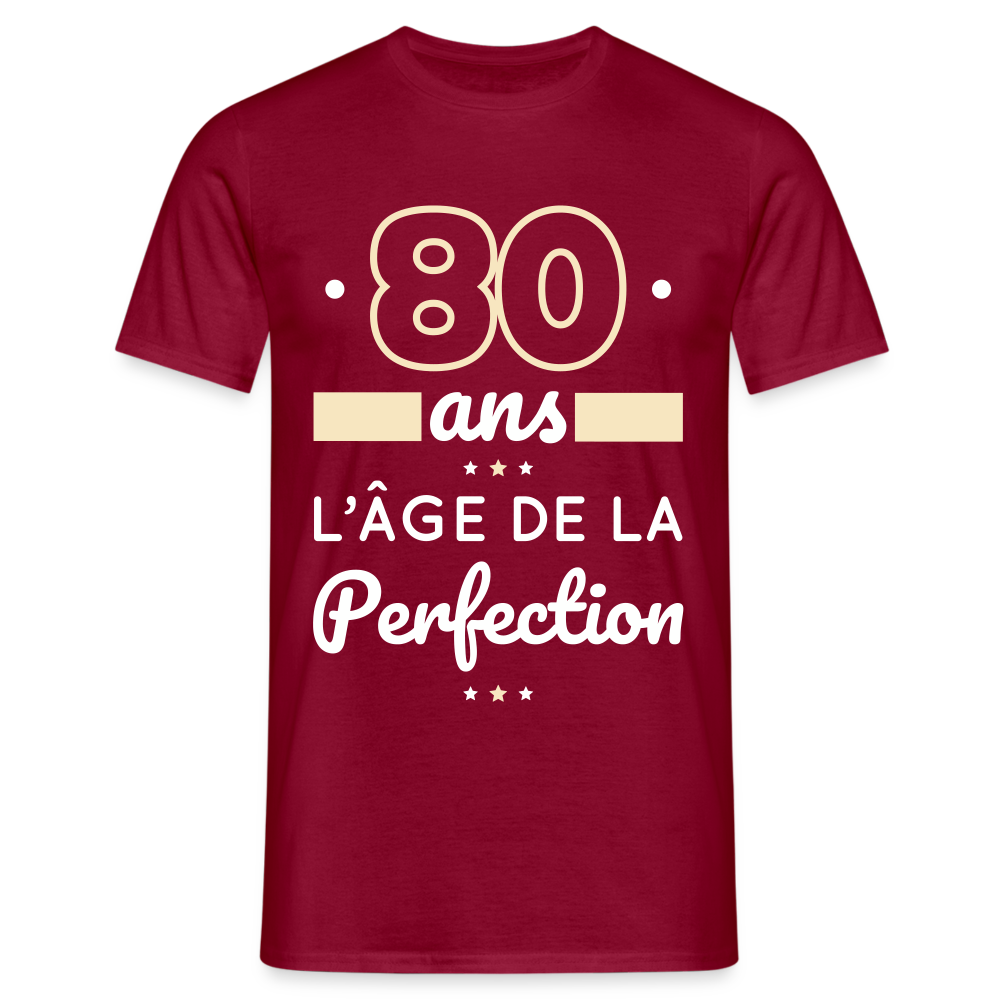 T-shirt Homme - 80 ans l'âge de la perfection - rouge brique