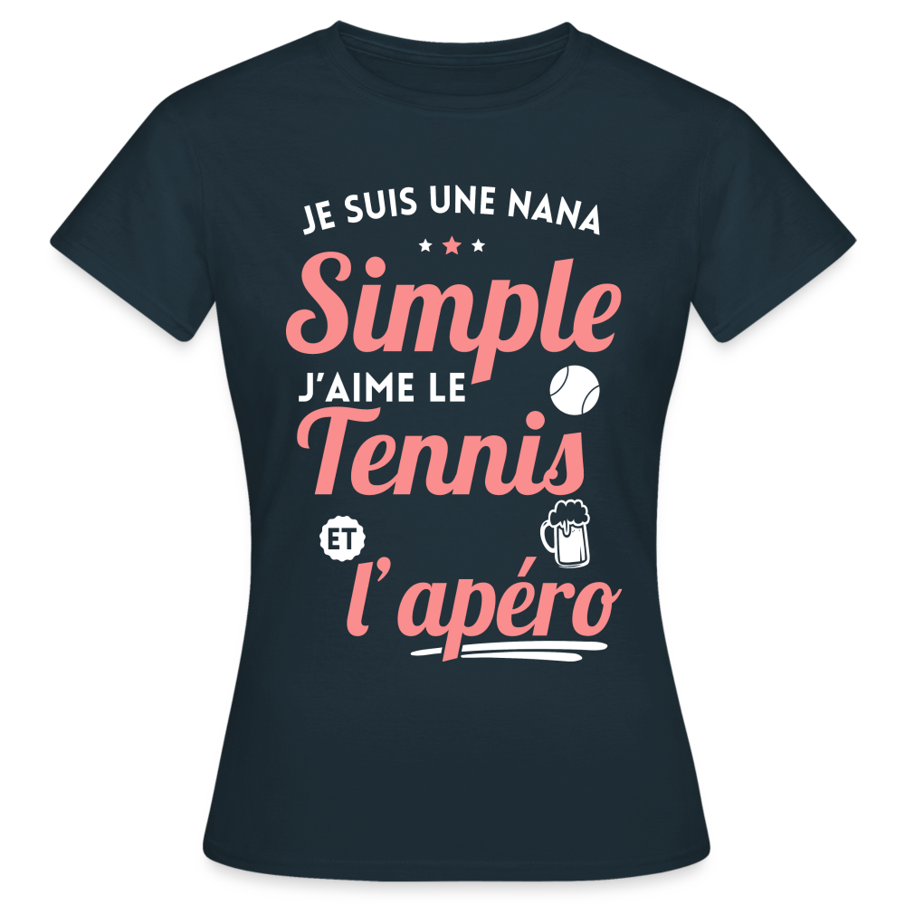 T-shirt Femme - J'aime le  tennis et l'apéro - marine