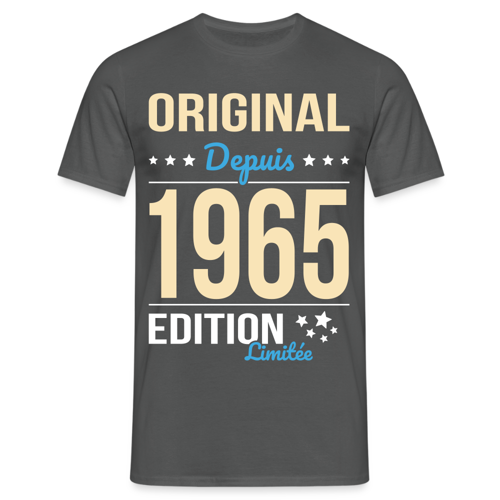 T-shirt Homme - Anniversaire 60 Ans - Original depuis 1965 - charbon