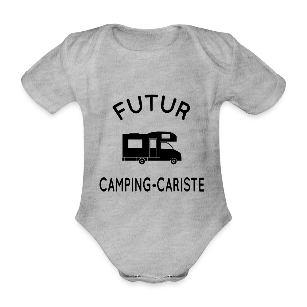 Body Bébé bio manches courtes - Futur camping-cariste - gris chiné