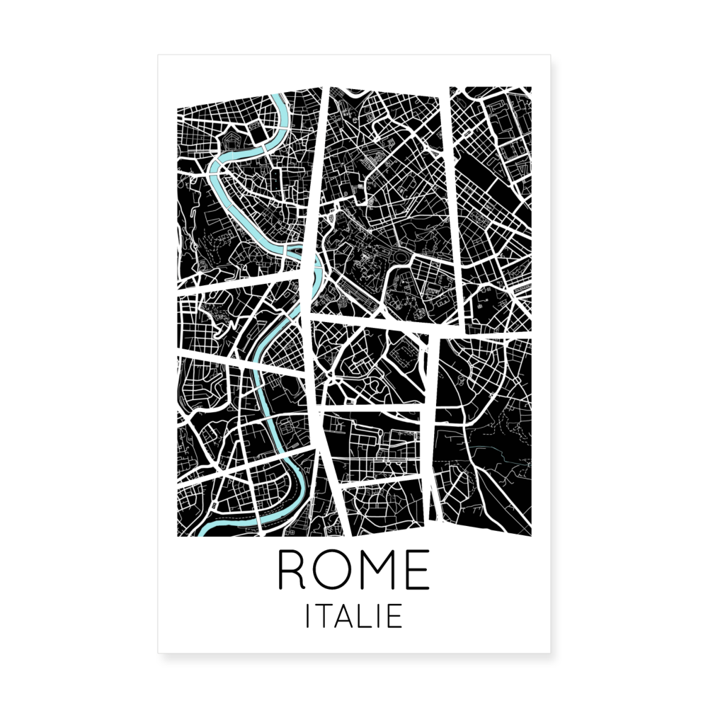 Poster Rome - Plan Rome - 20 x 30 cm - blanc