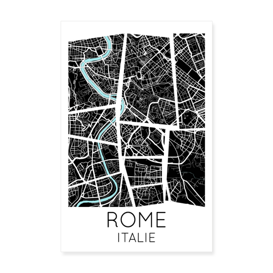 Poster Rome - Plan Rome - 20 x 30 cm - blanc