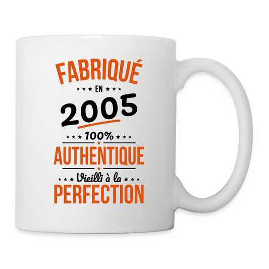 Mug blanc - Anniversaire 20 Ans - Fabriqué en 2005 - blanc