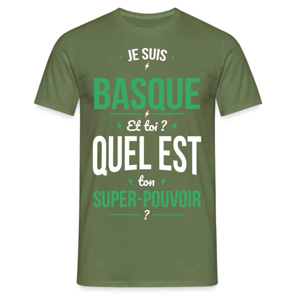 T-shirt Homme - Je suis Basque - Super-pouvoir - vert militaire