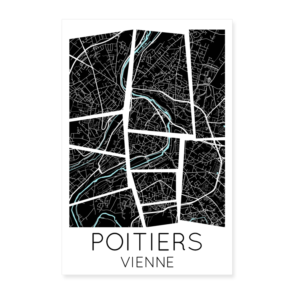 Poster Poitiers - Plan Poitiers - 40 x 60 cm - blanc