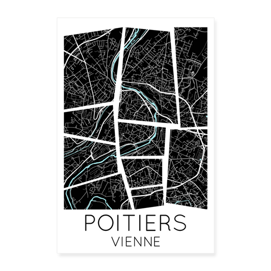 Poster Poitiers - Plan Poitiers - 40 x 60 cm - blanc