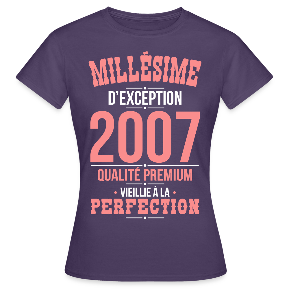 T-shirt Femme - Anniversaire 18 Ans - Millésime 2007 - violet foncé