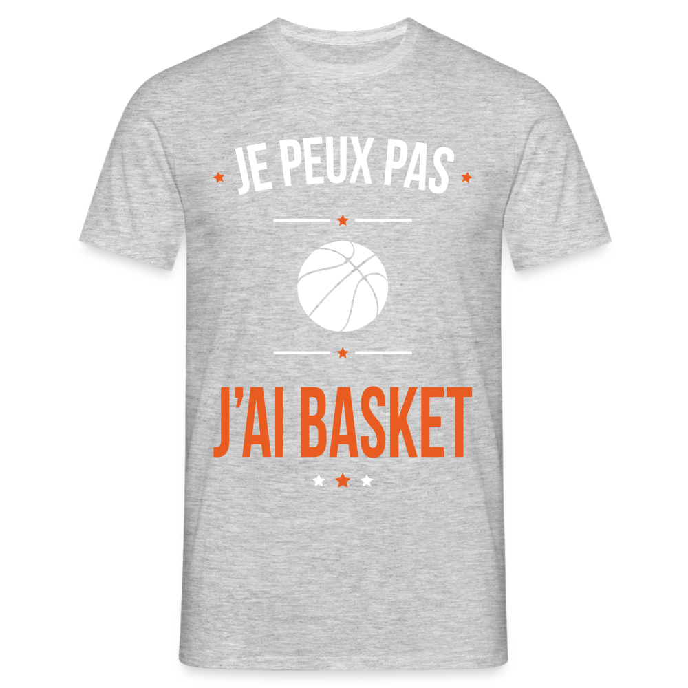 T-shirt Homme - Je peux pas j'ai Basket - gris chiné