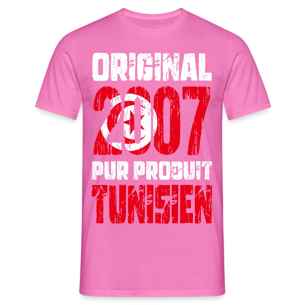 T-shirt Homme - Anniversaire 18 Ans - Original 2007 - Pur produit Tunisien - rose