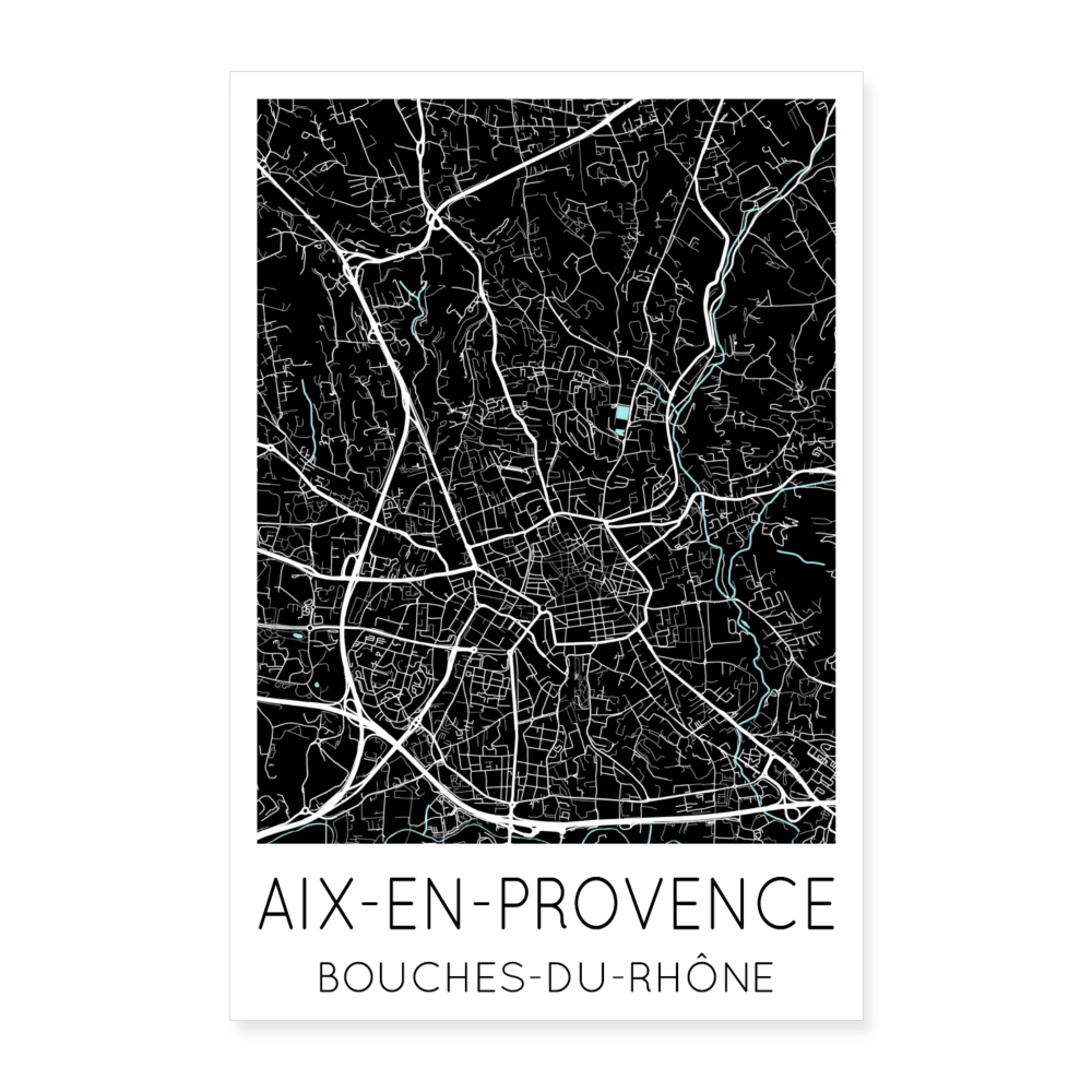 Poster Aix-en-Provence - Plan Aix-en-Provence - 40 x 60 cm - blanc