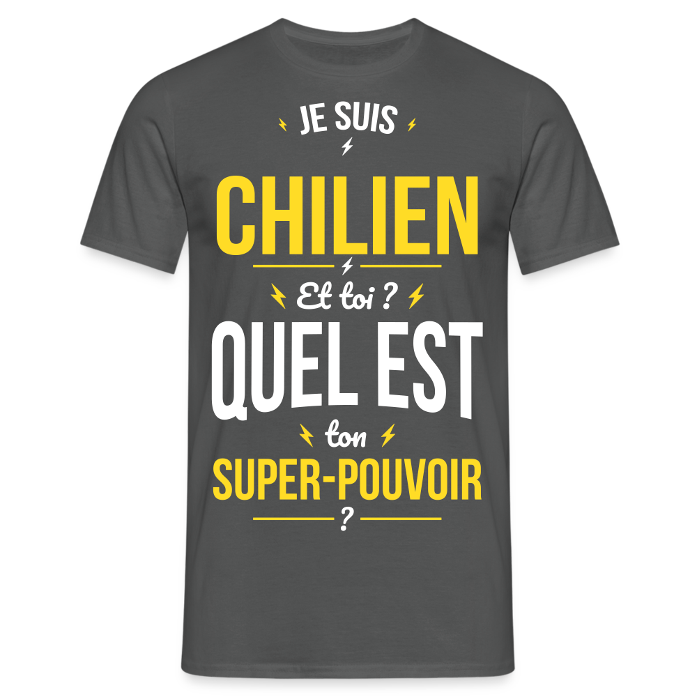 T-shirt Homme - Je suis Chilien - Super-pouvoir - charbon