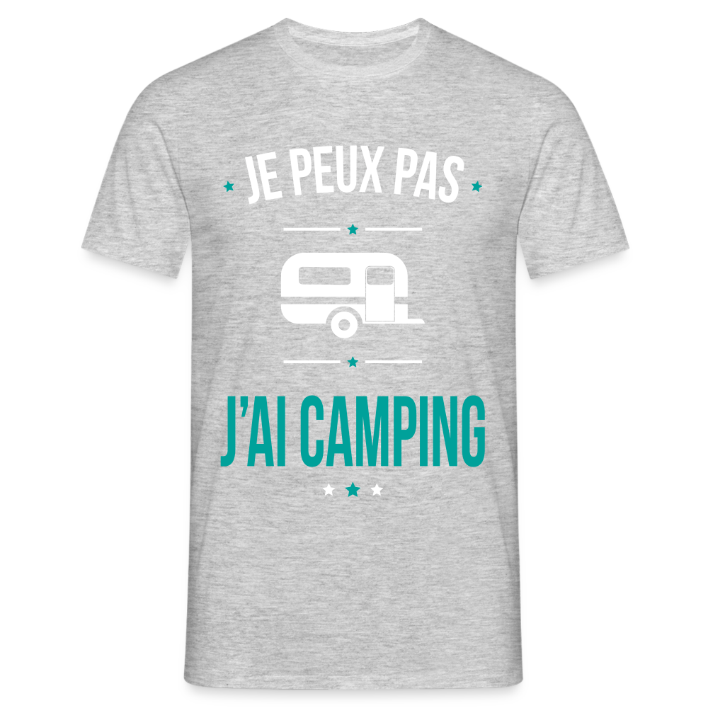 T-shirt Homme - Je peux pas j'ai Camping - gris chiné