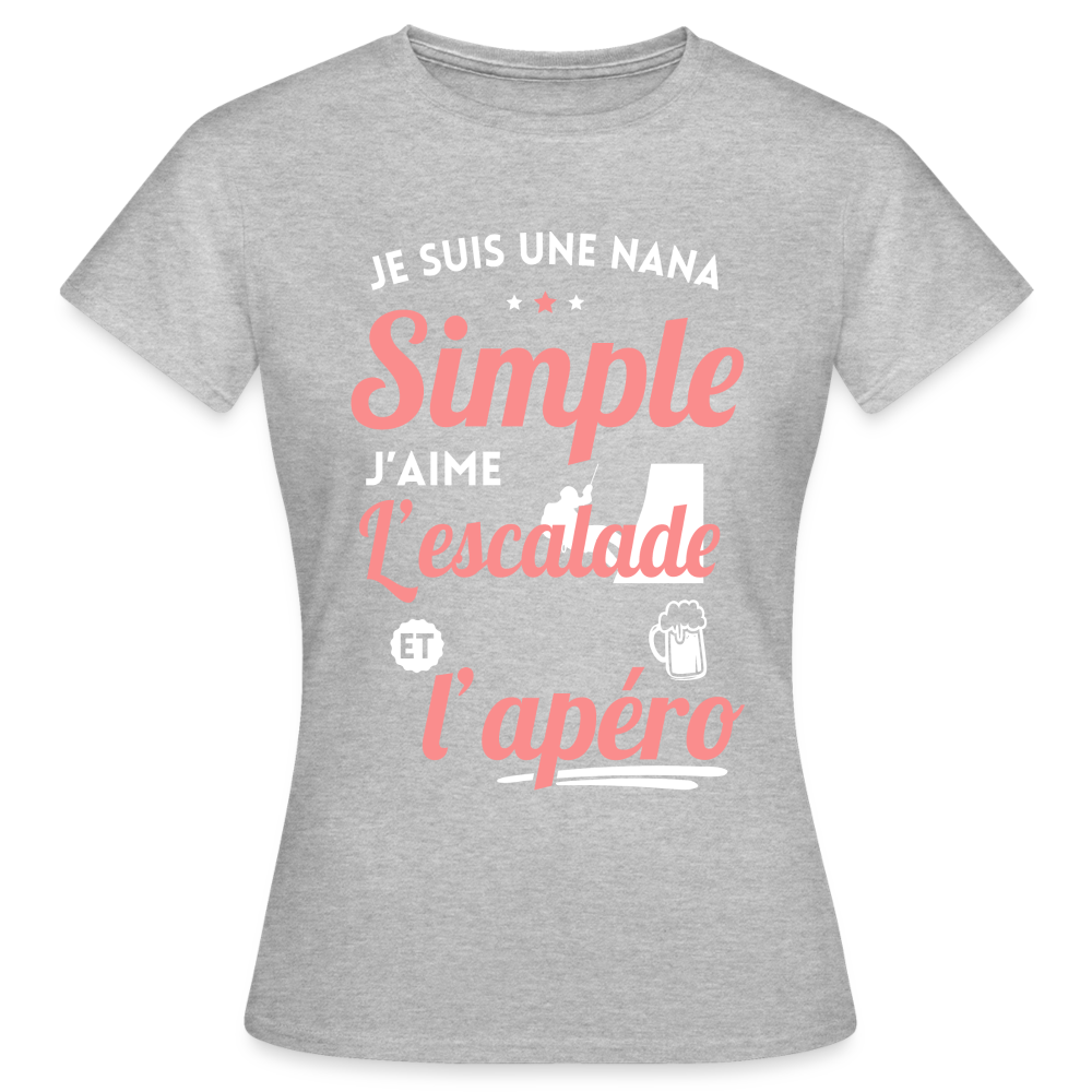 T-shirt Femme - J'aime l'escalade et l'apéro - gris chiné