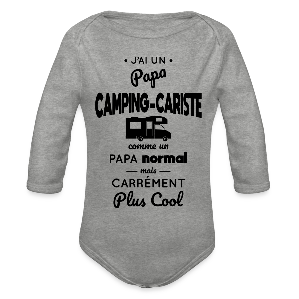 Body Bébé bio manches longues - J'ai un papa camping-cariste - gris chiné