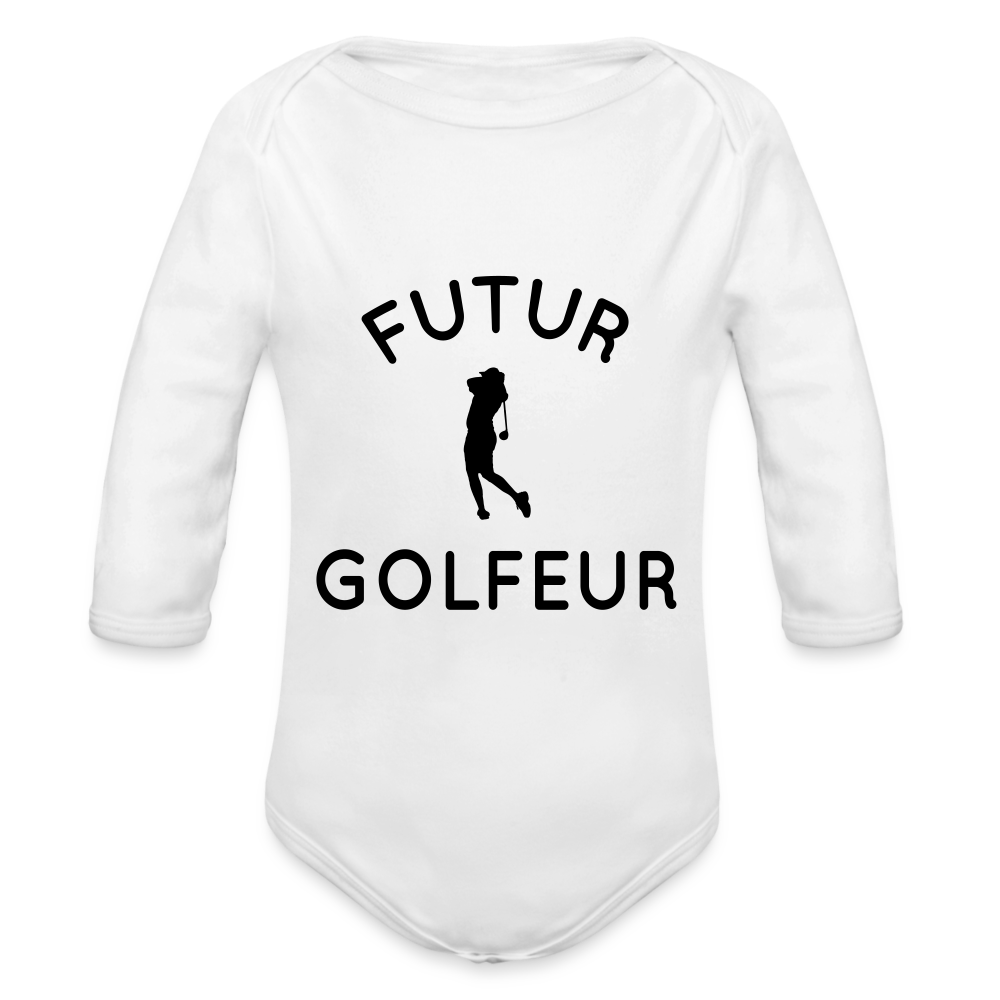 Body Bébé bio manches longues - Futur golfeur - blanc