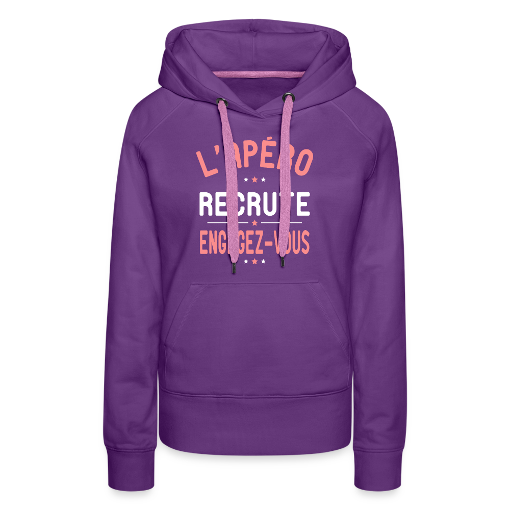 Sweat à capuche Premium Femme - L'apéro recrute - violet