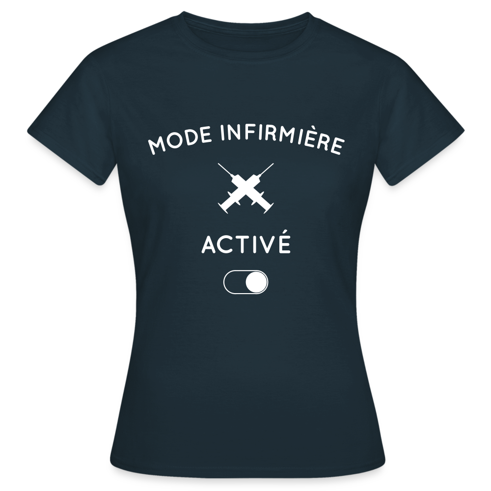 T-shirt Femme - Mode infirmière activé - marine