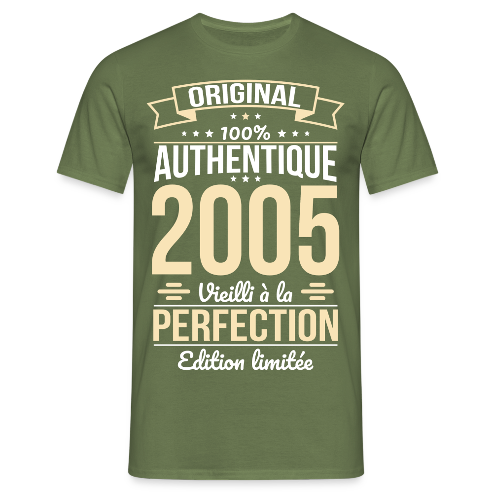 T-shirt Homme - Anniversaire 20 Ans - Original 2005 - vert militaire