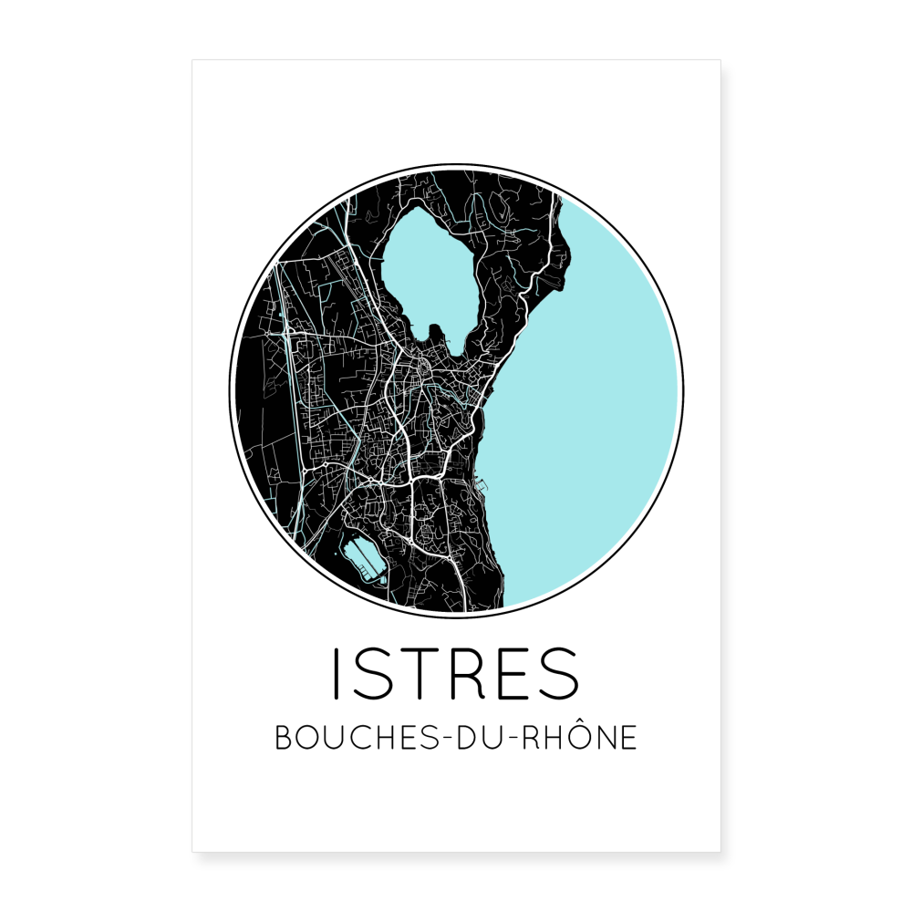 Poster Istres - Plan Istres - 60 x 90 cm - blanc