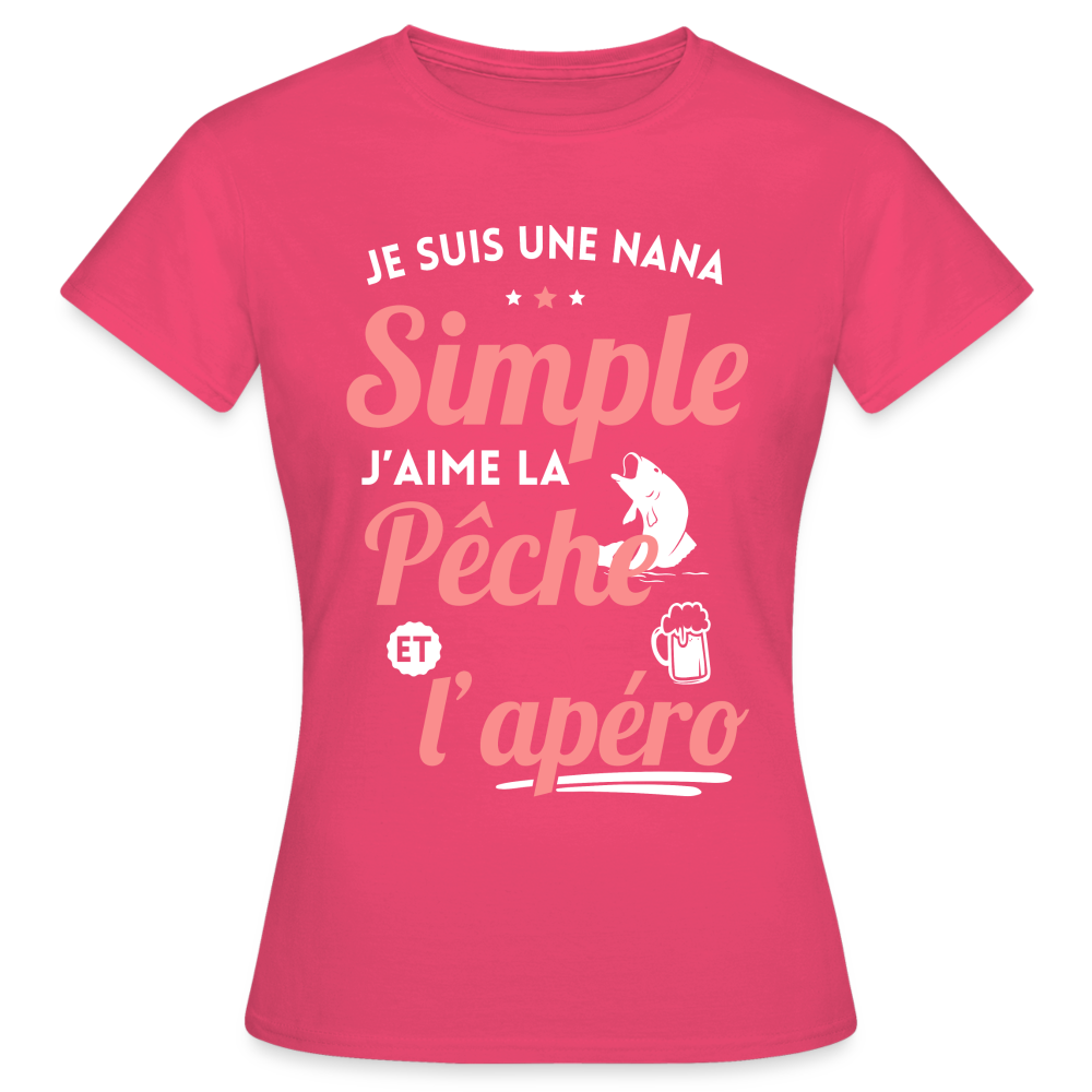 T-shirt Femme - J'aime la pêche et l'apéro - rose azalée