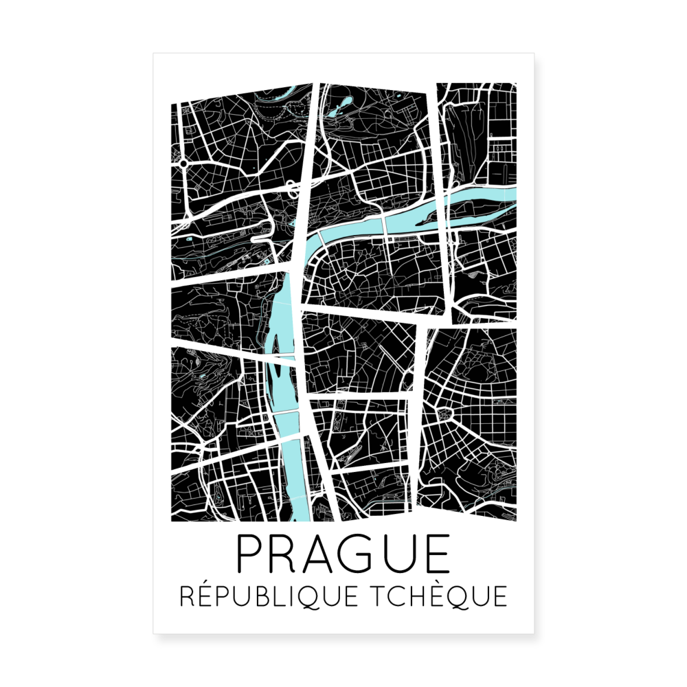 Poster Prague - Plan Prague - 20 x 30 cm - blanc