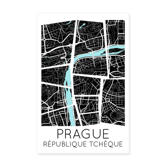 Poster Prague - Plan Prague - 20 x 30 cm - blanc