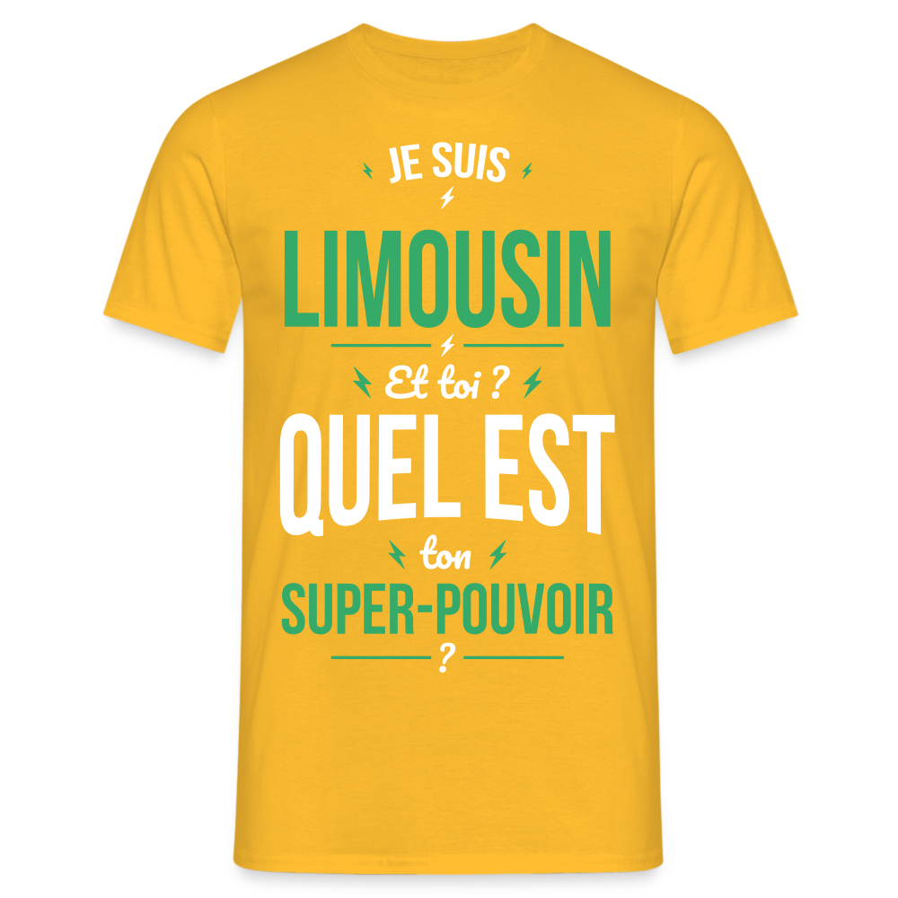 T-shirt Homme - Je suis Limousin - Super-pouvoir - jaune