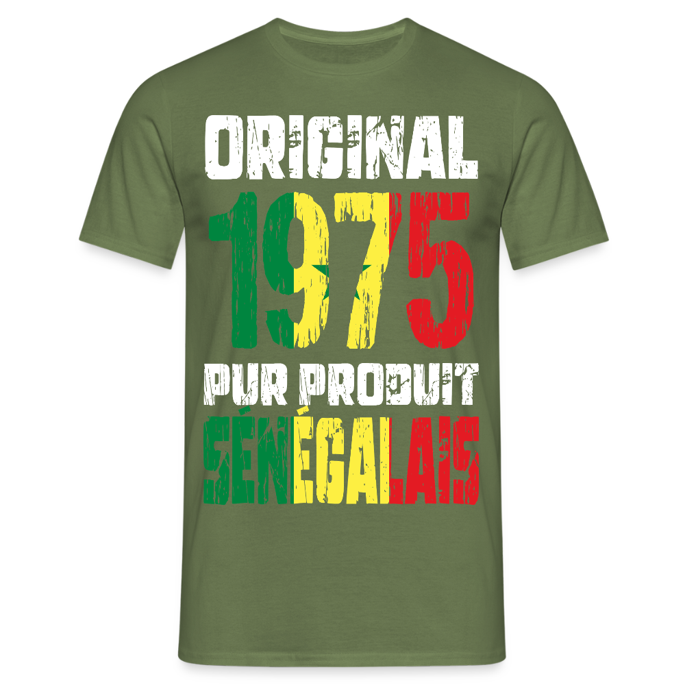 T-shirt Homme - Anniversaire 50 Ans - Original 1975 - Pur produit Sénégalais - vert militaire