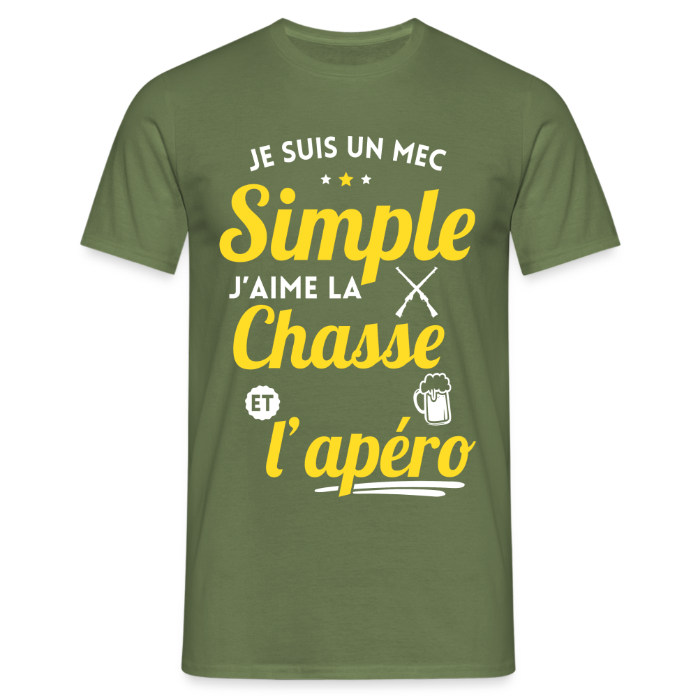 T-shirt Homme - J'aime la chasse et l'apéro - vert militaire