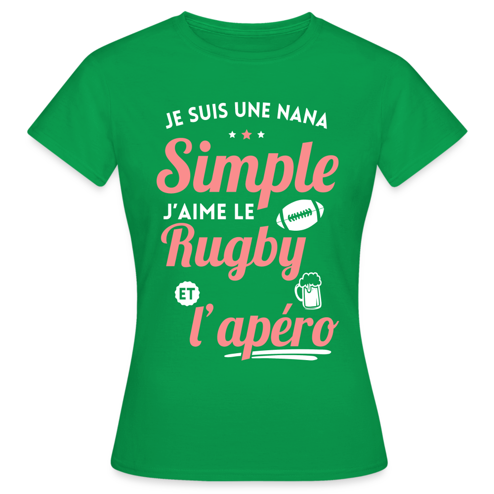 T-shirt Femme - J'aime le  rugby et l'apéro - vert