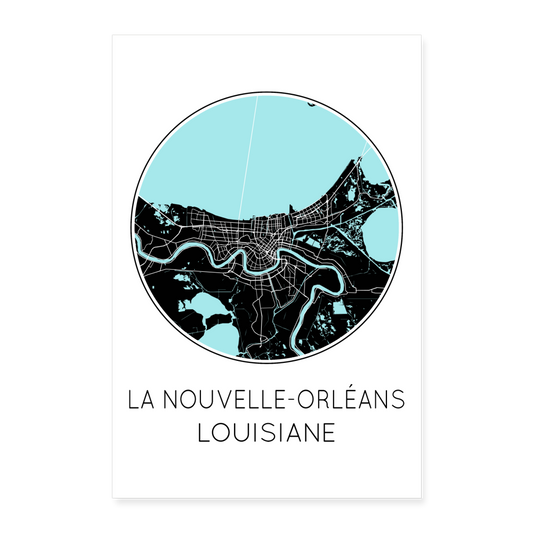 Poster La Nouvelle-Orléans - Plan La Nouvelle-Orléans - 60 x 90 cm - blanc