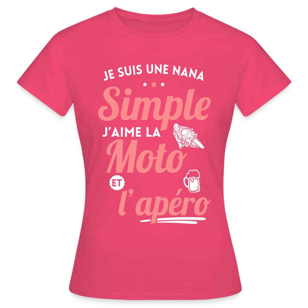 T-shirt Femme - J'aime la moto et l'apéro - rose azalée