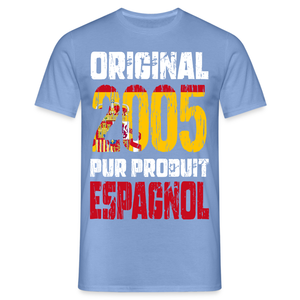 T-shirt Homme - Anniversaire 20 Ans - Original 2005 - Pur produit Espagnol - carolina blue