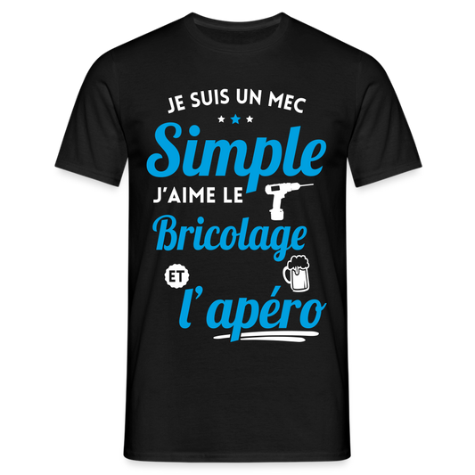 T-shirt Homme - J'aime le bricolage et l'apéro - noir